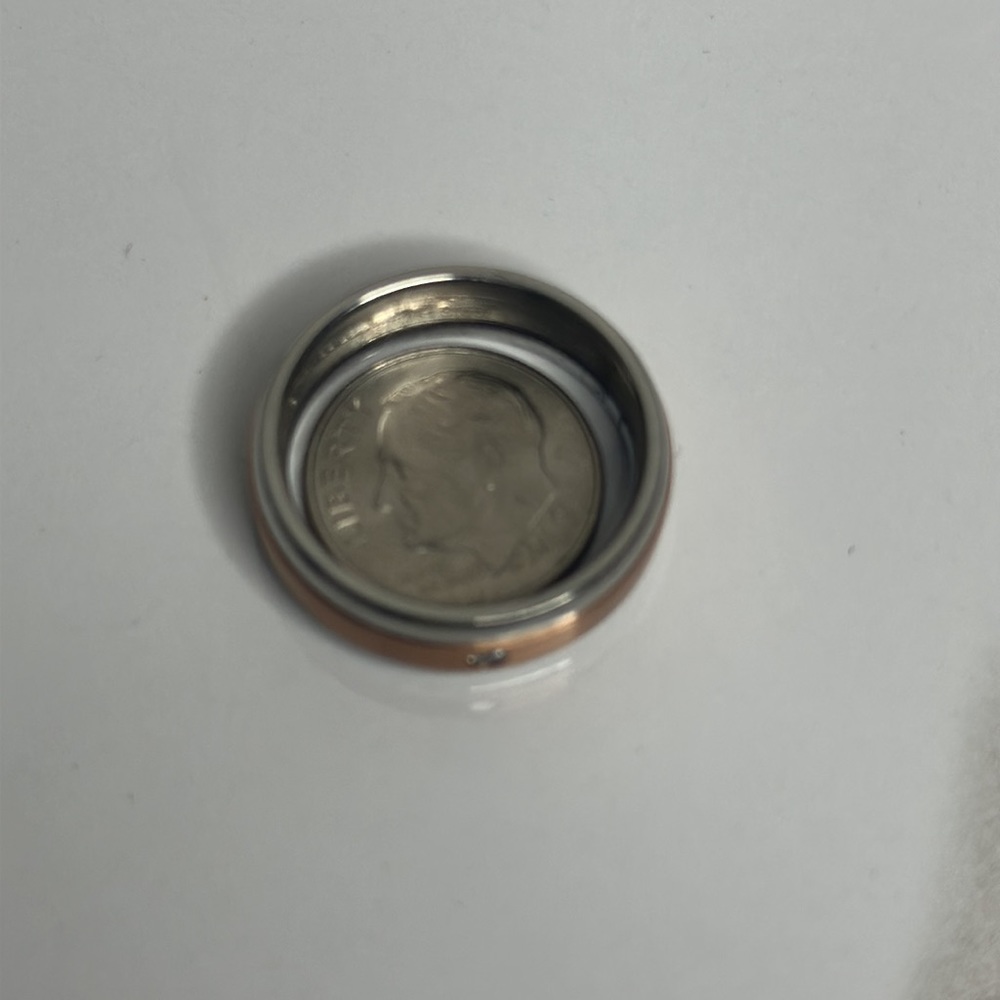 Mens 10kt Rose Gold-SS Diamond Wedding Band, Size 10 - Picture 8 of 8